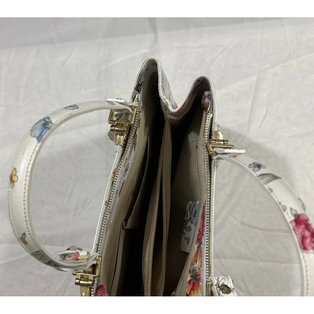 Borse In Pelle Genuine Leather Floral Print  Women's Purse Made‎ In Italy NEW